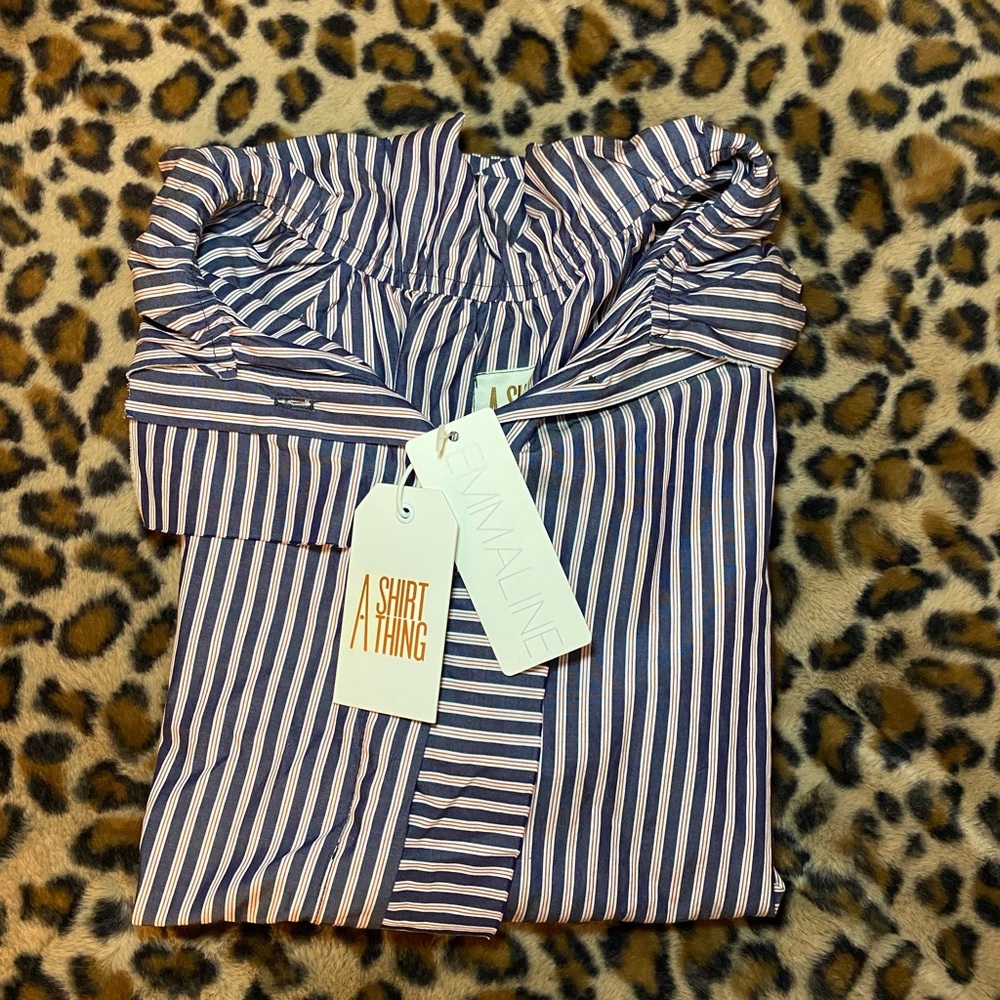 🎀 A Shirt Thing blue and red striped blouse